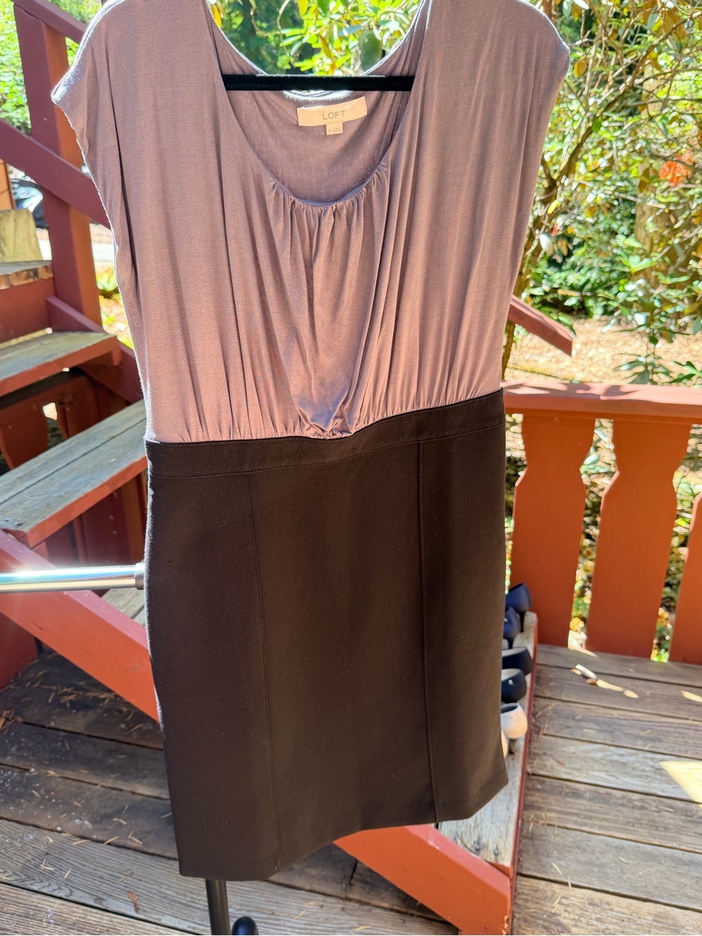 LOFT Two-Tone Black & Dusty Lavender Knit Pencil Dress-Skirt size 8